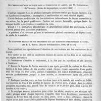 0890 - Page 886 - De quelques nouvelles médications. Traitement des douleurs d'oreilles, par M. Morpurgo. (IVe Congrès d'otologie, 1888) / De l'emploi de l'acide lactique dans la tuberculose du larynx, par W. Oltuszewski... (Revue de laryngologie, octobre 1888) / DU lymphome malin et de son traitement par les injections interstitielles d'arsenic, par M. H. Barth. (Gazette hebdomadaire, 1888, 48 et 49)