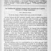 0893 - Page 889 - Comité de rédaction / Sommaire / De l'échéance des accidents contagieux dans l'évolution de la syphilis. Véhicules du contage syphilitique. Par A. Morel-Lavallée...
