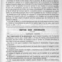 0947 - Page 943 - Bibliothèque. Aide-mémoire de guerre des officiers du corps de santé militaire de réserve et de l'armée territoriale, par le Docteur A. Chassagne. - Paris, bureau du Journal l'armée territoriale, 1888 / La syphilis et la prostitution dans leurs rapports avec l'hygiène, la morale et la loi, par le Docteur H. Mireca... Paris, G. Masson, 1888 / Revue des journaux. Journaux italiens. Sur l'opportunité de la pleurotomie, par le Docteur Cardarelli (In Il progresso et La Rasegna di scien. med., octobre 1888) / Cinq cas de grossesse extra-utérine, par le Professeur Fasola. (Ann. di Ost. e Gin., 1888, n°s 4 et 5)