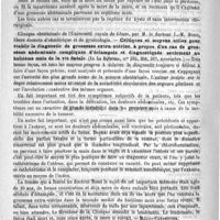 0948 - Page 944 - Revue des journaux. Journaux italiens. Cinq cas de grossesse extra-utérine, par le Professeur Fasola. (Ann. di Ost. e Gin., 1888, n°s 4 et 5) / Clinique obstétricale de l'université royale de Gênes, par M. le Docteur L.-M. Bossi... - Critiques et moyens utiles pour établir le diagnostic de grossesse extra-utérine, à propos d'un cas de grossesse abdominale compliquée d'éclampsie et diagnostiquée seulement au huitième mois de la vie foetale (In La Riforma, n°s 265, 266, 267, novembre) / Académies et sociétés savantes. Société de chirurgie. Séance du 19 décembre 1888