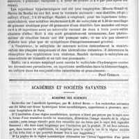 0010 - Page 6 - Revue de thérapeutique. 1° Les principaux emplois de l'ichthyol. 2° Le succinimide et le salicylate de mercure / Académies et sociétés savantes. Académie des sciences