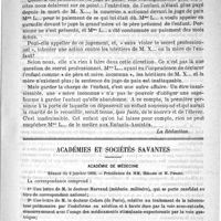 0061 - Page 57 - Correspondance / Académies et sociétés savantes. Académie de médecine. Séance du 8 janvier 1889