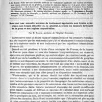 0077 - Page 73 - Comité de rédaction / Sommaire / Note sur une nouvelle méthode de traitement applicable aux kystes synoviaux, aux loupes sébacées et, en général, à toutes les tumeurs kystiques de la peau et des régions superficielles. Par H. Barth