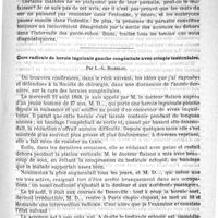 0153 - Page 149 - Hôpital de la Charité. - M. le Professeur Potain. Le traitement des taenias / Cure radicale de hernie inguinale gauche congénitale avec ectopie testiculaire. Par L.-G. Richelot