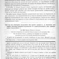 0164 - Page 160 - Note sur la concentration des Sociétés formant la Croix-Rouge française, par le Docteur P. Bouloumié / Sur un cas d'atrophie musculaire des quatre membres, à évolution très rapide, survenue pendant la grossesse et consécutivement à des vomissements incoercibles. Par MM. Desnos, Pinard et Joffroy. Note lue à l'Académie de médecine dans la séance du 27 novembre 1888, par le Docteur Desnos / Feuilleton. L'hypnotisme dans le roman d'aujourd'hui