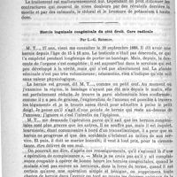0310 - Page 306 - Hôpital Necker. - M. le Docteur Rendu. Méningo-myélites tuberculeuses / Hernie inguinale congénitale du côté droit. Cure radicale, par L.-G. Richelot