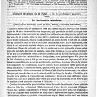 0329 - Page 325 - Comité de rédaction / Sommaire / Clinique médicale de la Pitié. - M. le Professeur Jaccoud. De l'endocardite infectieuse (Difficultés du diagnostic, modes de début, marche, pathogénie microbienne)
