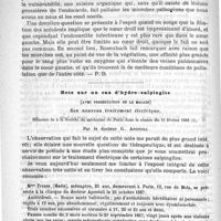 0334 - Page 330 - Clinique médicale de la Pitié. - M. le Professeur Jaccoud. De l'endocardite infectieuse (Difficultés du diagnostic, modes de début, marche, pathogénie microbienne) / Note sur un cas d'hydro-salpingite (avec présentation de la malade). Son nouveau traitement électrique. Mémoire lu à la Société de médecine de Paris dans la séance du 11 février 1888. Par le Docteur G. Apostoli