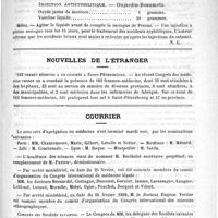 0351 - Page 347 - Académies et sociétés savantes / Formulaire. Injection antisyphilitique. - Dujardin-Beaumetz / Nouvelles de l'étranger. 162 femmes médecins à un congrès à Saint-Pétersbourg / Courrier / Congrès des sociétés savantes / Conseil général des sociétés médicales d'arrondissement