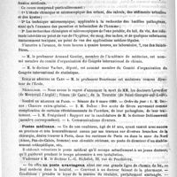 0376 - Page 372 - Courrier. Laboratoire de chimie et de micrographie médicales / Ecole de médecine de Caen / Nécrologie [Leverdier (de Montreuil-l'Argilé) / Simon (de Caen) / de la Tourette (de Saint-Georges-sur-Loire)] / Société de médecine de Paris