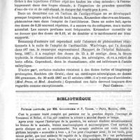0443 - Page 439 - Revue de thérapeutique. Le traitement de la neurasthénie. - Les dangers de l'emploi de l'antifébrine [Paul Chéron] / Bibliothèque. Phthisie laryngée, par MM. Gouguenheim et P. Tissier. - Paris, Masson, 1888 / Traitement de la tuberculose pulmonaire par la pulvérisation bi-iodo mercurique, par MM. P. Miquel et A. Rueff. - Paris, Masson, 1888