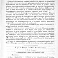 0463 - Page 459 - Hôpital du Val-de-Grâce. - Service du Dr Burlureaux. Observation de spléno-pneumonie recueillie par M. le Docteur de Viville / Ce que la chirurgie peut faire d'un tuberculeux, par L.-G. Richelot (Communication au congrès de la tuberculose, 1888)