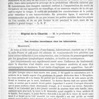 0498 - Page 494 - Bulletin / Hôpital de la Charité. - M. le Professeur Potain. Les troubles intestinaux chez les tuberculeux / Feuilleton. Causerie