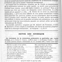 0570 - Page 566 - Bulletin / Revue des journaux. Du traitement de la tuberculose pulmonaire en particulier par l'acide borique, par le Docteur E. Schoull (Congrès pour l'étude de la tuberculose, Paris, 1888) / Feuilleton. Causerie