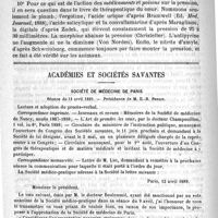 0638 - Page 634 - Extrait du traité des maladies du coeur, par le Professeur G. Sée. Chapitre IV bis. Instruments de pression, sphygmomanomètre / Académies et sociétés savantes. Société de médecine de Paris. Séance du 13 avril 1889
