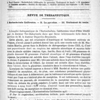 0653 - Page 649 - Comité de rédaction / Sommaire / Revue de thérapeutique. I. Eschscholtzia Californica. - II. La pyrodine. - III. - Traitement du taenia