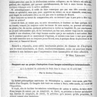 0718 - Page 714 - Sur la séance de l'Association générale des médecins de France [Dr Max. Legrand] / Rapport sur un projet d'adoption d'une langue scientifique internationale. Lu à la Société de médecine de Paris dans la séance du 13 avril 1889. Par le Docteur Collineau