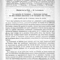 0765 - Page 761 - Comité de rédaction / Sommaire / Hôpital de la Pitié. - M. Lancereaux. Les parasites de l'encéphale. - Cysticerque ladrique du tissu cellulaire sous-cutané et de l'encéphale chez l'homme. Leçon recueillie par M. G. Bouisson