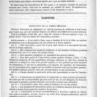 0786 - Page 782 - Académies et sociétés savantes. Académie de médecine. Séance du 21 mai 1889 / Variétés. Association de la presse médicale