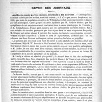 0834 - Page 830 - Sixième congrès de la société italienne de chirurgie, tenu à Bologne du 16 au 19 avril 1889 / Revue des journaux. Accidents causés par les moules, attribués à des microbes (Revue scientifique du 16 mars, p. 348)