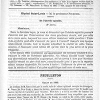0873 - Page 869 - Comité de rédaction / Sommaire / Hôpital Saint-Louis - M. le Professeur Fournier. De l'hérédo-syphilis (2e leçon) / Feuilleton. Salon de 1889