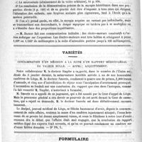 0882 - Page 878 - Académies et sociétés savantes. Académie de médecine. Séance du 11 juin 1889 / Variétés. Condamnation d'un médecin à la suite d'un rapport médico-légal de valeur nulle. - Appel ; acquittement / Formulaire. Collyre contre la conjonctivite herpétique. - De Saint-Germain et Valude