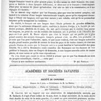 0893 - Page 889 - Sur le projet de langue scientifique internationale [Dr Ad. Nicolas] / Académies et sociétés savantes. Société de chirurgie. Séance du 5 juin