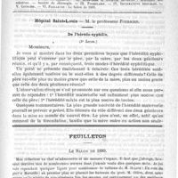 0897 - Page 893 - Comité de rédaction / Sommaire / Hôpital Saint-Louis - M. le Professeur Fournier. De l'hérédo-syphilis (3e leçon) / Feuilleton. Le Salon de 1889