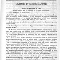0929 - Page 925 - Revue des journaux. Bons effets du salicylate de soude dans les affections tuberculeuses articulaires douloureuses à l'hôpital des enfants de Boston (Boston med. and surg. Journ. 11 avril 1889) / Académies et sociétés savantes. Société de médecine de Paris. Séance du 8 juin 1889