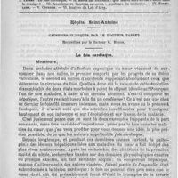 0089 - Page 85 - Comité de rédaction / Sommaire / Hôpital Saint-Antoine. Causeries cliniques par le docteur Tapret. Recueillies par le docteur G. Budor. La foie cardiaque