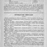 0111 - Page 107 - Académies et sociétés savantes. Société médicale des hôpitaux. Séance du 12 juillet 1889 / Informations médicales. Congrès international de l'assistance publique / Courrier