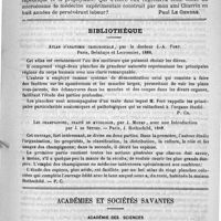 0119 - Page 115 - Un panorama de médecine expérimentale : la maladie pyocyanique [Paul Le Gendre] / Bibliothèque. Atlas d'anatomie chirurgicale, par le docteur J.-A. Fort. Paris, Delahaye et Lecrosnier, 1888 / Les champignons, traité de mycologie, par J. Moyen, avec une introduction par J. de Seynes. - Paris, J. Rothschild, 1889 / Académies et sociétés savantes. Académie des sciences