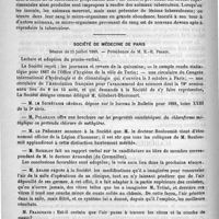 0146 - Page 142 - Académies et sociétés savantes. Académie des sciences / Société de médecine de Paris. Séance du 13 juillet 1889