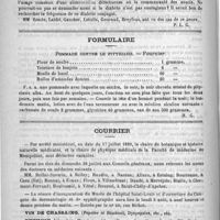 0172 - Page 168 - Académies et sociétés savantes. Société médicale des hôpitaux. Séance du 26 juillet 1889 / Formulaire. Pommade contre le pityriasis. - Fournier / Courrier
