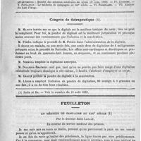 0233 - Page 229 - Comité de rédaction / Sommaire / Congrès de thérapeutique / Feuilleton. Un médecin de campagne au XIXe siècle. Par le docteur Jules Lafage...