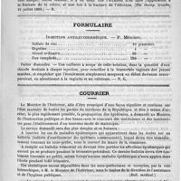 0267 - Page 263 - Revue des journaux. Nouveau moyen de réunion des deux fragments dans la fracture transversale de la rotule (The therap. Gazette, 15 juillet 1889) / Formulaire. Injection antileucorrhéique. - P. Ménière / Courrier / Mission scientifique