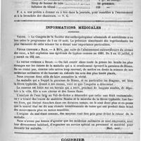 0327 - Page 323 - Formulaire. Potion contre l'enrouement / Informations médicales. Vienne / Fièvre typhoïde à Bale / La fièvre typhoïde à Dinan / Courrier / Récompenses à des médecins et à des étudiants