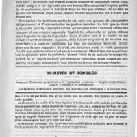0493 - Page 489 - Hôpital Tenon. - Service de M. Richelot. Pyo-salpingite / Sociétés et congrès. Sommaire : Traitement prophylactique de l'ophthalmie purulente. - Congrès de physiologie. Congrès d'otologie et de laryngologie / Feuilleton. De la bastille au cap nord (Notes et impressions d'un parisien en Norwège), par Maurice Springer / Papier antiseptique