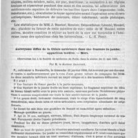 0549 - Page 545 - Bulletin. Résultats immédiats et éloignés des opérations pratiquées pour les tuberculoses locales [L.-H. Petit] / Anévrysme diffus de la tibiale antérieure dans une fracture de jambe ; apparition tardive. - Mort. Observation lue à la société de médecine de Paris, dans la séance du 11 mai 1889, par M. le docteur Arnaudet