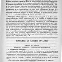 0565 - Page 561 - Revue des journaux. Furoncles du conduit auditif externe; traitement par le menthol (The therap. Gaz., 15 août 1889) / Pilocarpine dans la dystocie (The ther. Gaz., 15 septembre 1889) / Académies et sociétés savantes. Académie de médecine. Séance du 15 octobre 1889
