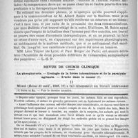0570 - Page 566 - Bulletin / Revue de chimie clinique. La phosphaturie. - Urologie de la fièvre intermittente et de la paralysie agitante. - L'urée dans le cancer / Feuilleton. Causerie. Hystériques, érotiques et autres névropathes