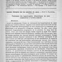 0593 - Page 589 - Comité de rédaction / Sommaire / Leçons cliniques sur les maladies du coeur. Prof. O. Fraentzel. Traitement des hypertrophies idiopathiques du coeur consécutives à l'artério-sclérose