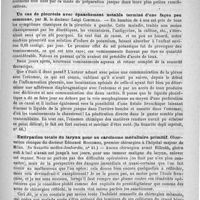 0697 - Page 689 - Revue des journaux. Journaux italiens. Cabinet d'anatomie microscopique de l'hôpital du Dépôt de mendicité de Bologne, communication de M. Angelo Ruffini : Sur les altérations du systèmes nerveux dans un cas de chorée (In La Riforma, n° 195) / Un cas de pleurésie avec épanchement notable terminé d'une façon peu commune, par M. le docteur Luigi Cortella (In Gazetta degli ospitali, n° 66) / Extirpation totale du larynx pour un carcinome médullaire primitif. Observation clinique du docteur Édouard Boccomini... (In Gazetta medica-lombardia, n° 41)