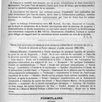 0701 - Page 693 - Académies et sociétés savantes. Société médicale des hôpitaux. Séance du 8 novembre 1889 / Thèses pour le doctorat en médecine et en pharmacie présentées et soutenues devant la faculté de médecine de Nancy pendant l'année scolaire 1888-1889 / Formulaire. Solution contre la blépharo-conjonctivite. - De Saint-Germain et Valude