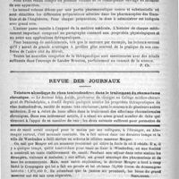 0712 - Page 704 - Bibliothèque. Traité clinique des maladies mentales, par le docteur H. Schüle. Paris, Lecrosnier et Babé, 1889 / Revue des journaux. Teinture alcoolique de rhus toxicodendron dans le traitement du rhumatisme chronique / Feuilleton. Causerie [Simplissime] / Pilules contre la toux. - N. Guéneau de Mussy