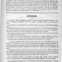 0715 - Page 707 - Informations médicales. Le banquet Paul Berger / Banquet offert à MM. Chauveau et Arloing (Lyon médical du 3 novembre) / Courrier / École de médecine d'Amiens / École de médecine de Besançon / École de médecine de Grenoble / École de médecine de Grenoble