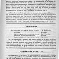 0751 - Page 743 - Variétés / Formulaire. Suppositoires contre le cancer utérin. - M. de Sinéty / Informations médicales. Autriche-Hongrie