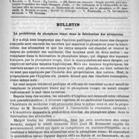 0753 - Page 745 - Comité de rédaction / Sommaire / Bulletin. La prohibition du phosphore blanc dans la fabrication des allumettes