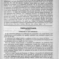 0887 - Page 871 - Revue des journaux. Retard apporté à la menstruation par l'usage thérapeutique des bromures. (The ther. Gaz., 15 nov. 1889) / Thérapeutique. L'influenza et son traitement
