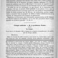 0894 - Page 878 - Bulletin / Clinique médicale. - M. le professeur Potain. La grippe. Leçon faite le 14 décembre 1889 à l'hôpital de la Charité et recueillie par C. Hischmann... / Feuilleton. Causerie